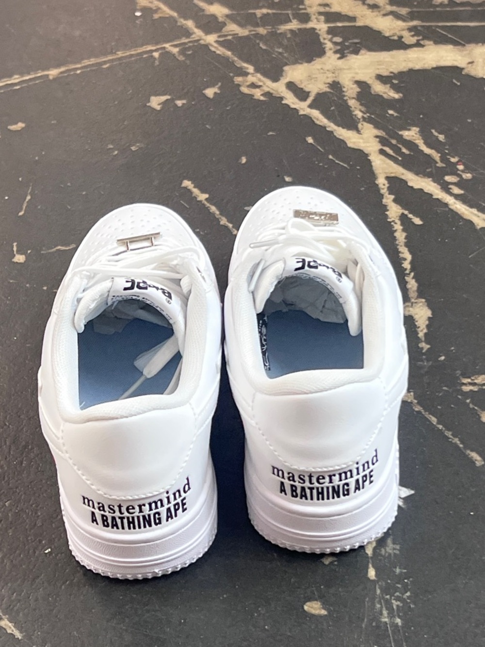 Mastermind JAPAN x A Bathing Ape Bape Sta M1 White Leather Sneakers - Picture 3 of 6